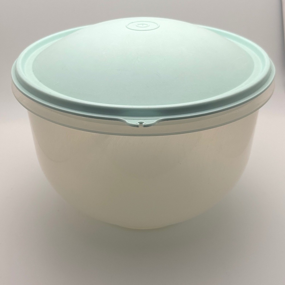Vintage Tupperware Lettuce Crisper Bowl Sheer White Seafoam Green Lid 1273 1274
